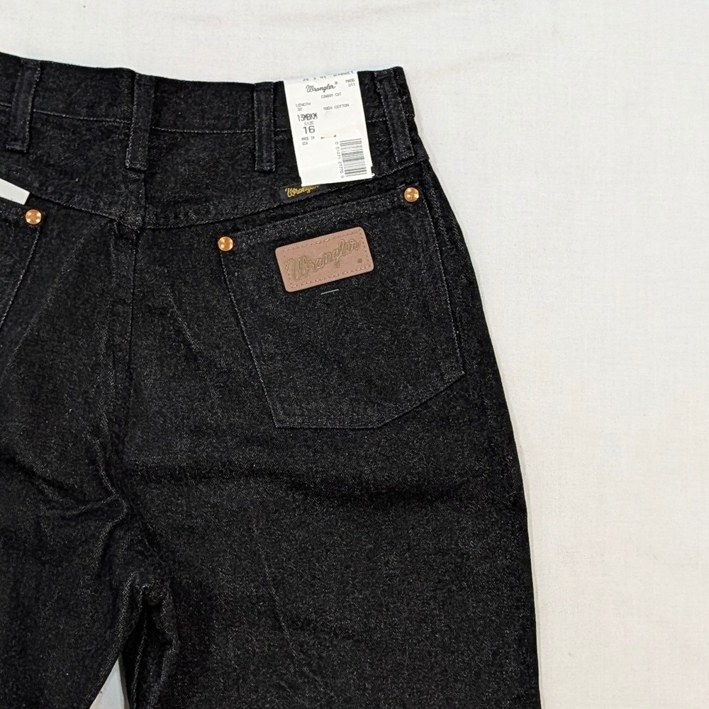 Wrangler Cowboy Cut Black Denim Jeans High Rise Straight Leg 13MBKM Size 16x32